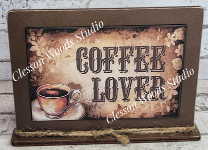 Coffee Lover Framed Art with Attached Stand