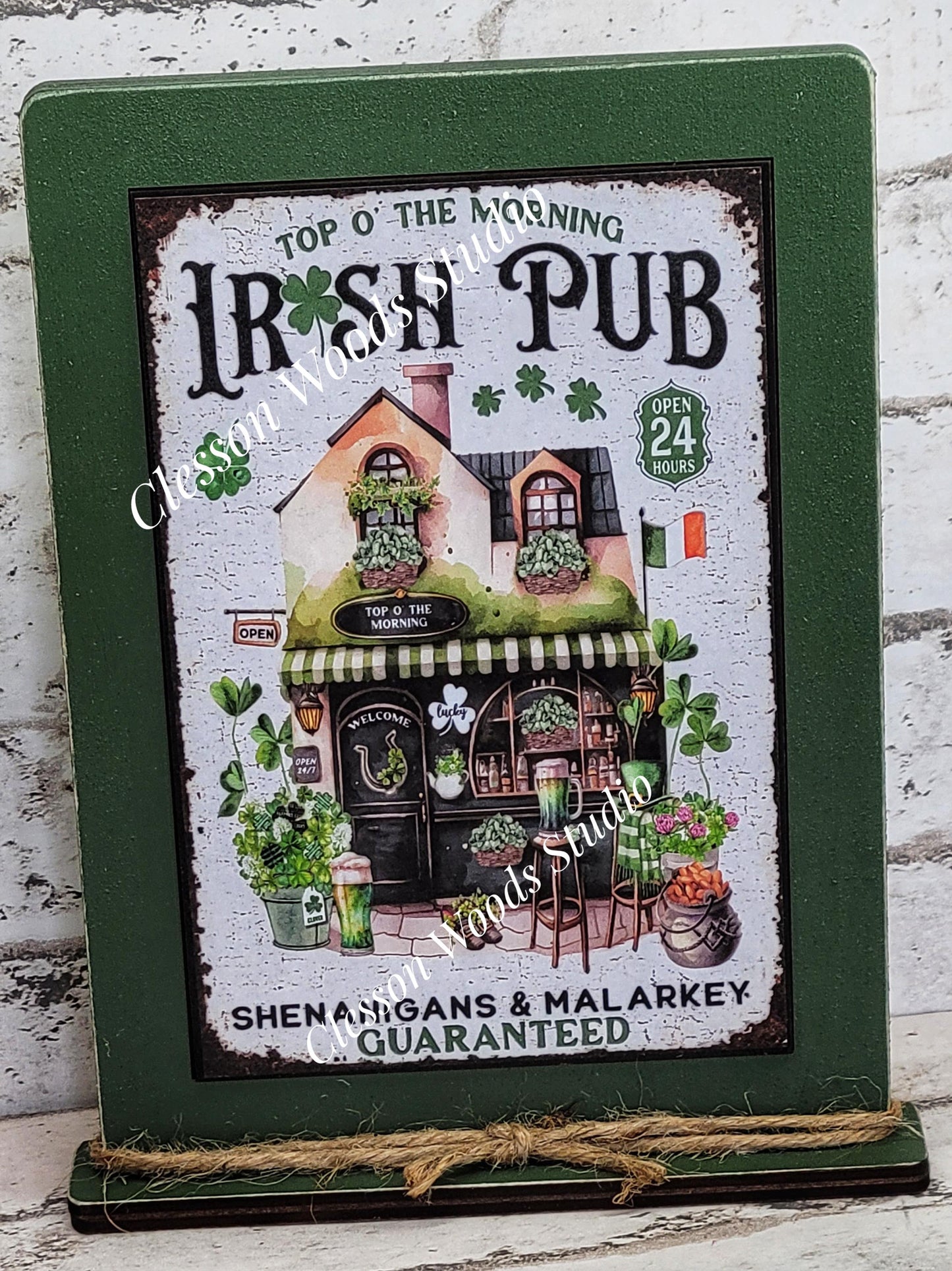St Patrick's Day Irish Pub Framed Art with Attached Stand