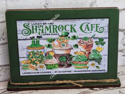 St Patrick's Day Shamrock Cafe Framed Art with Attached Stand