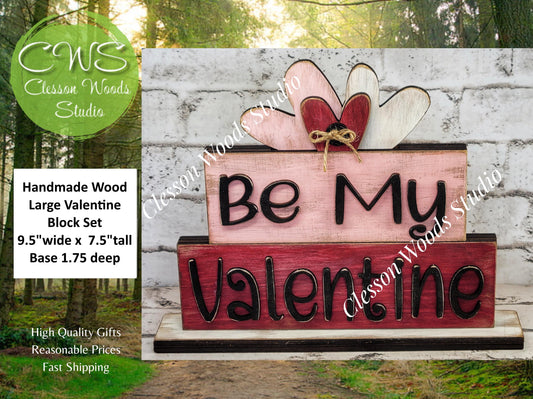 Primitive Rustic Be My Valentine Wood Word Stack Shelf Sitter
