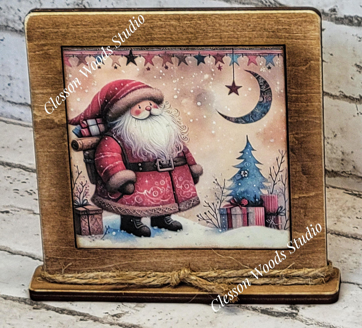 Old Time Santa 8 Framed Art Wood Sign
