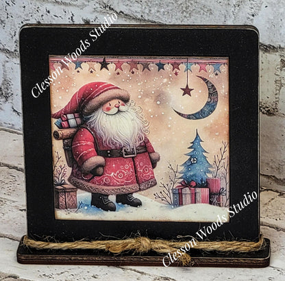 Old Time Santa 8 Framed Art Wood Sign