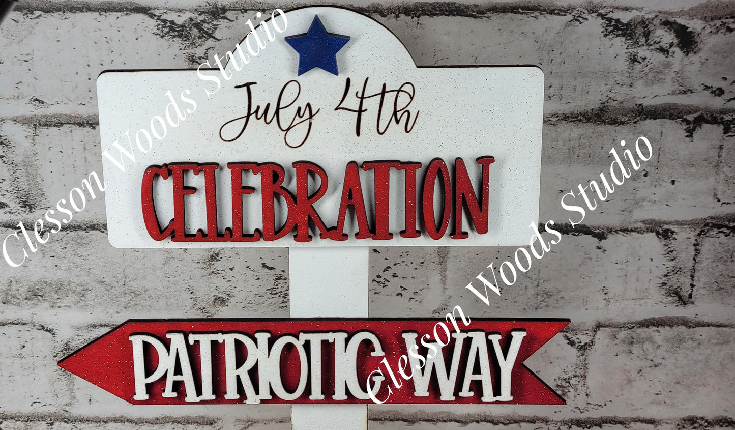 July 4th Celebration 3 Street Sign