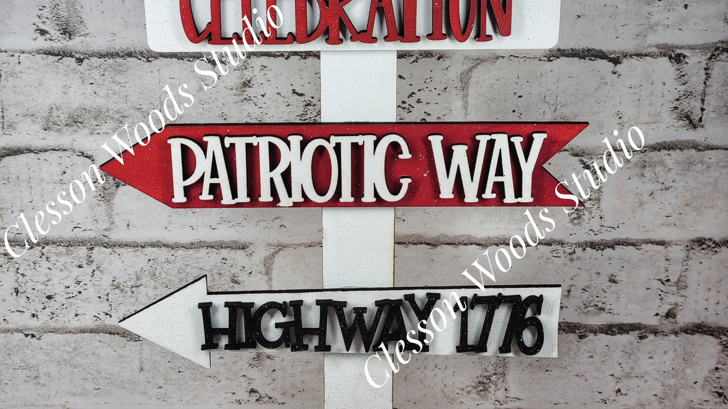 July 4th Celebration 3 Street Sign