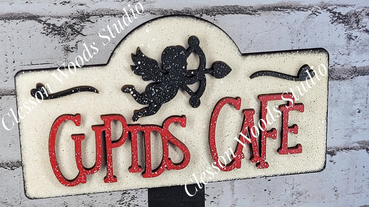 Cupids Cafe Valentine Street Sign
