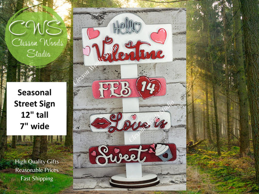 Hello Valentine Street Sign