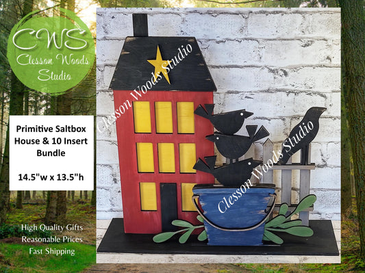 Primitive Saltbox Fence With 10 Inserts Bundle