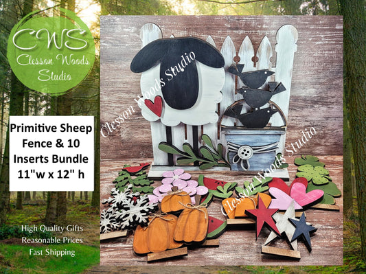 Primitive Sheep Fence With 10 Inserts Bundle
