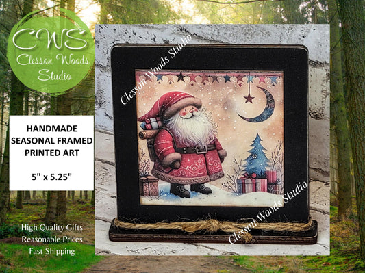 Old Time Santa 8 Framed Art Wood Sign