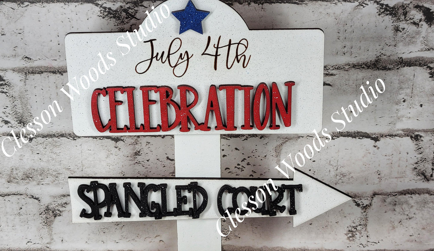 July 4th Celebration 2 Street Sign