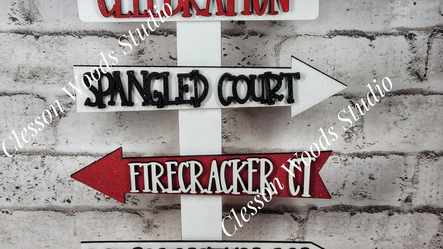 July 4th Celebration 2 Street Sign