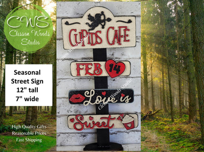 Cupids Cafe Valentine Street Sign
