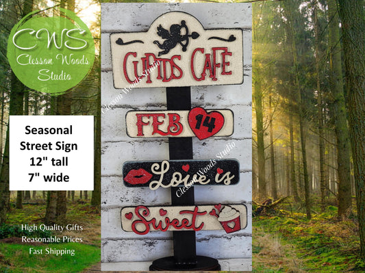 Cupids Cafe Valentine Street Sign