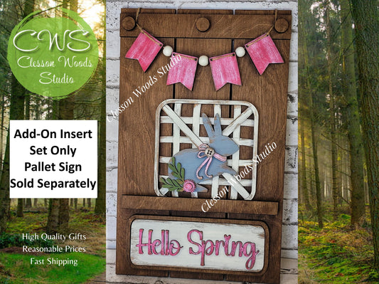 Hello Spring Bunny Tobacco Basket 3 Piece Set for Pallet Sign