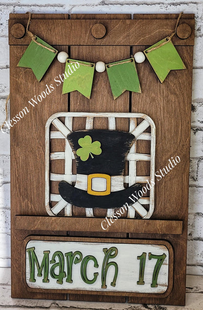 St. Patrick's Day Hat Tobacco Basket 3 Piece Set for Pallet Sign
