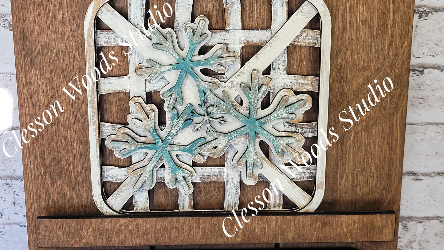 Winter Wonderland Snowflake Tobacco Basket 3 Piece Set for Pallet Sign