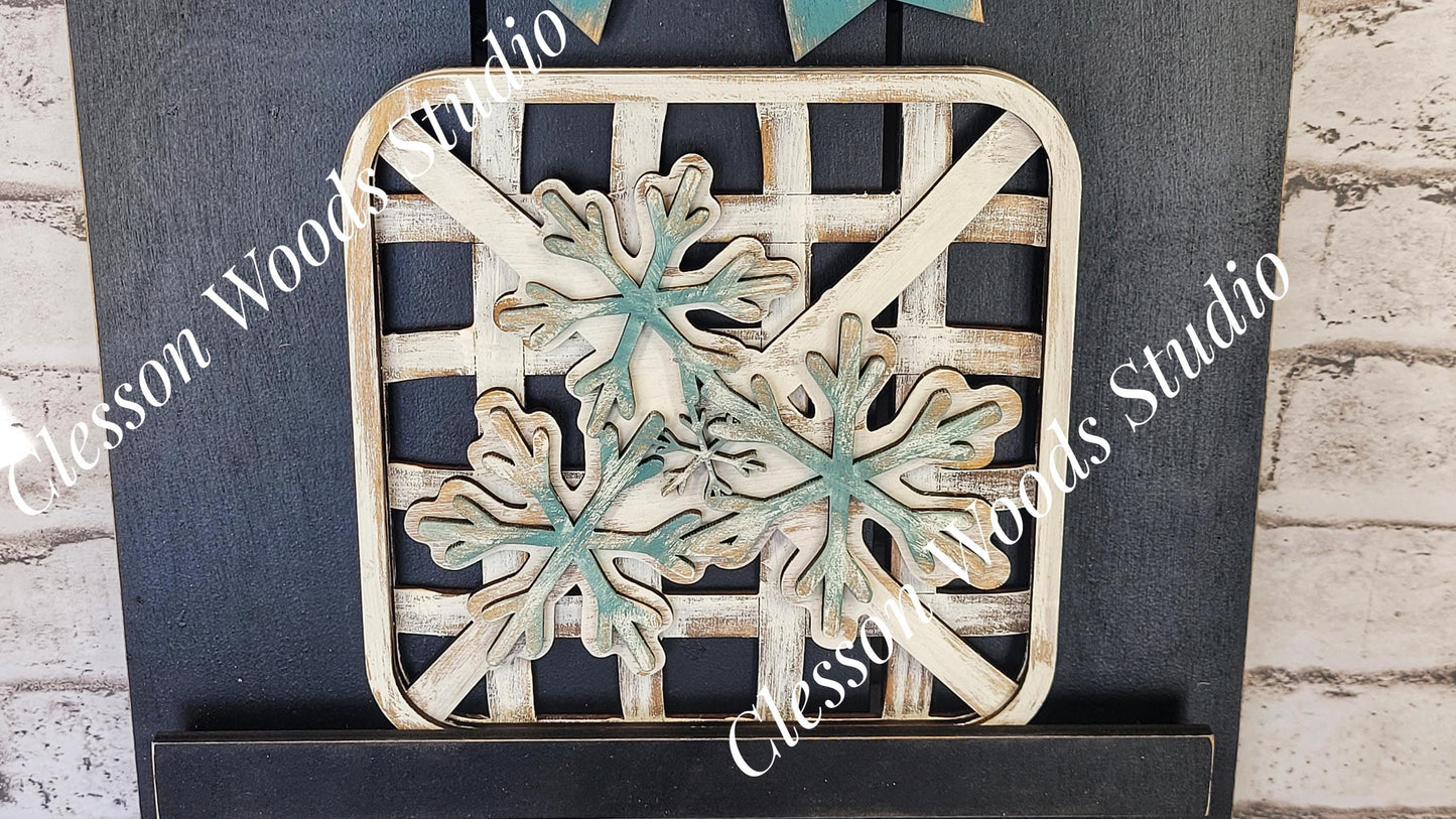 Winter Wonderland Snowflake Tobacco Basket 3 Piece Set for Pallet Sign