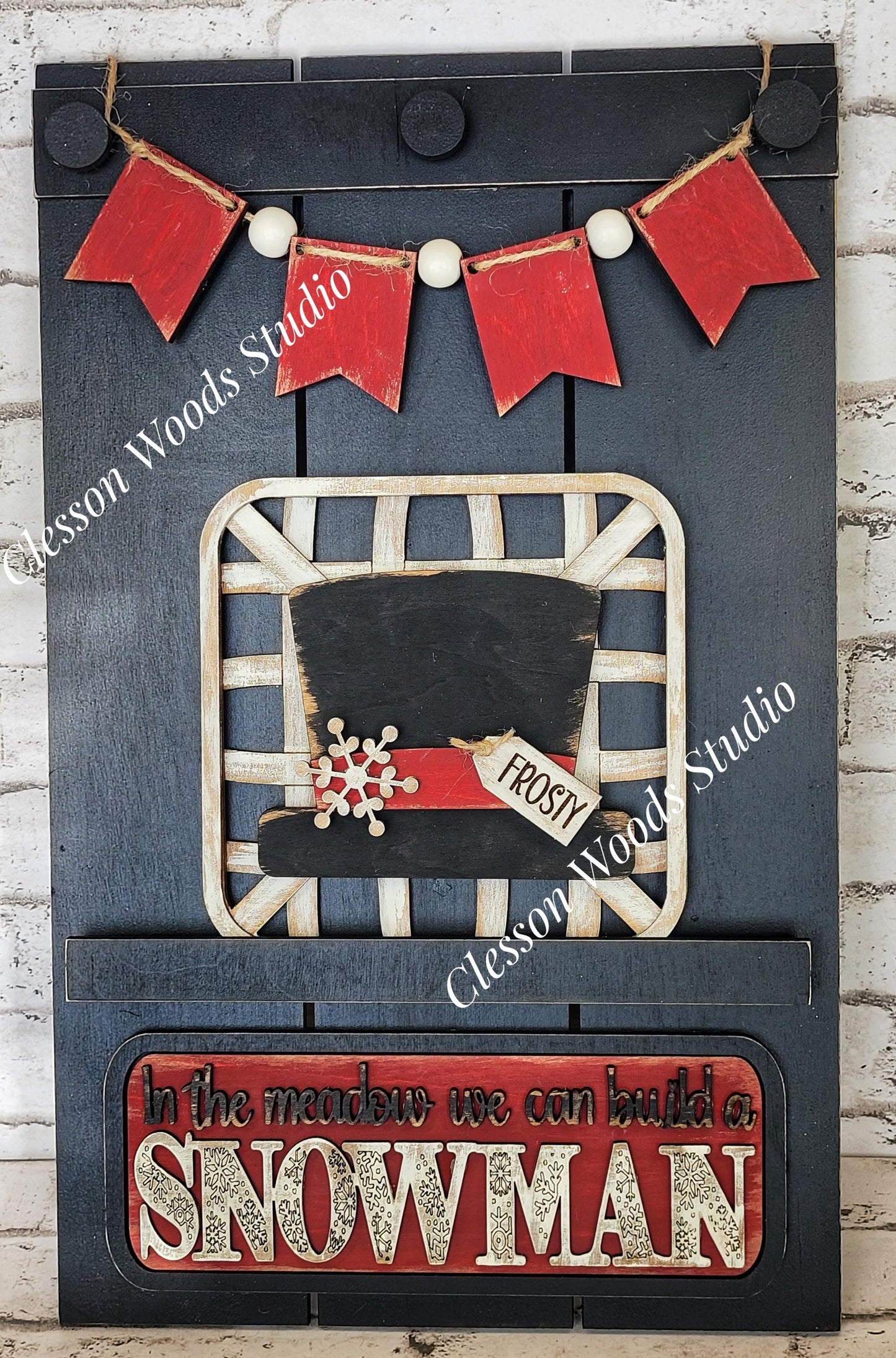Snowman Hat Tobacco Basket 3 Piece Set for Pallet Sign