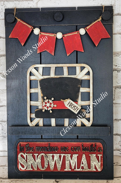 Snowman Hat Tobacco Basket 3 Piece Set for Pallet Sign