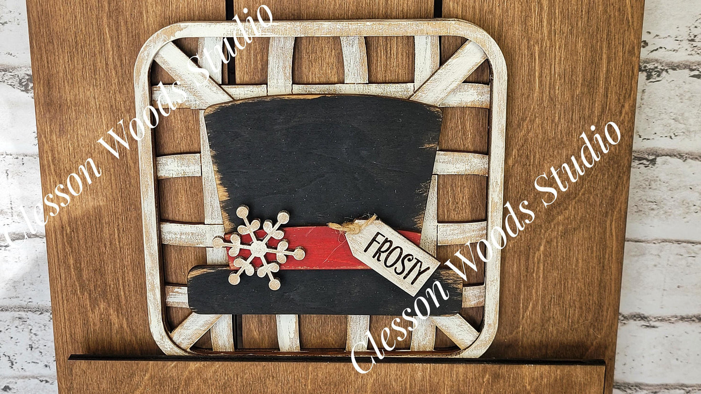 Snowman Hat Tobacco Basket 3 Piece Set for Pallet Sign