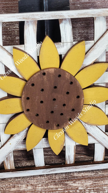 Sunflower Set Stained Stand Tobacco Basket Sign Post and Sign