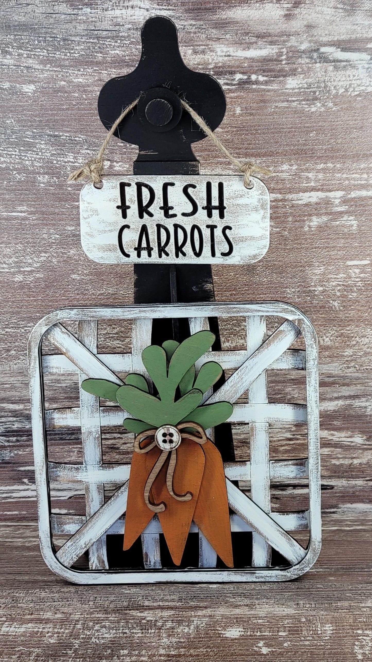 Carrot Patch Set Black Stand Tobacco Basket Sign Post and Sign