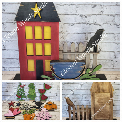 Primitive Saltbox Fence With 10 Inserts Bundle