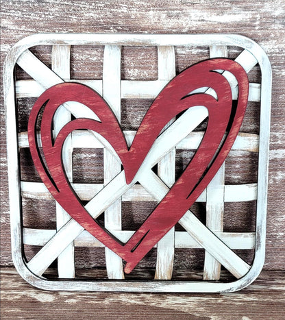 Valentine Heart Set Stained Stand Tobacco Basket Sign Post and Sign