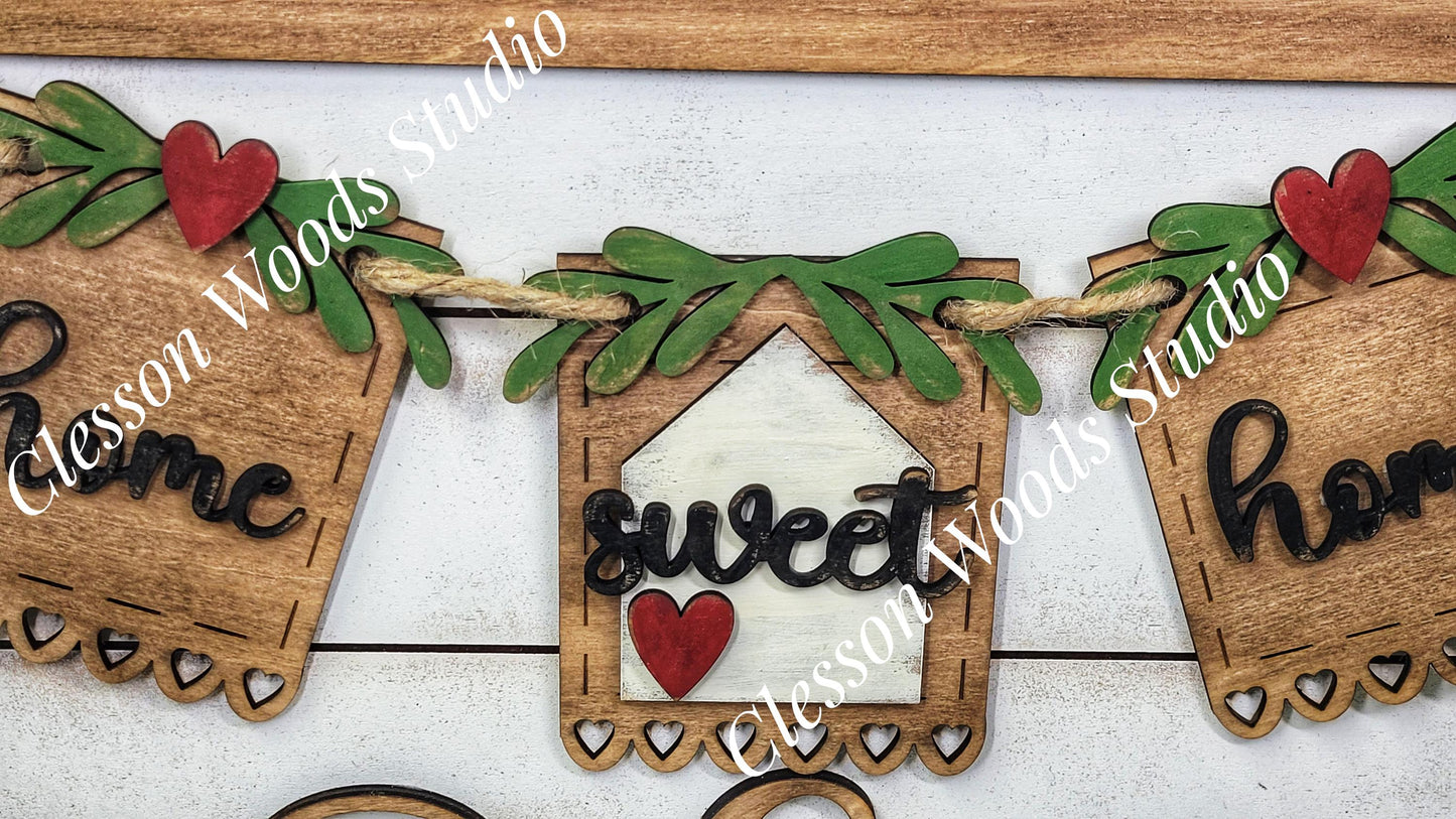 Home Sweet Home - Seasonal Interchangeable Banner Set for Fence & Framed Welcome and Hello Signs