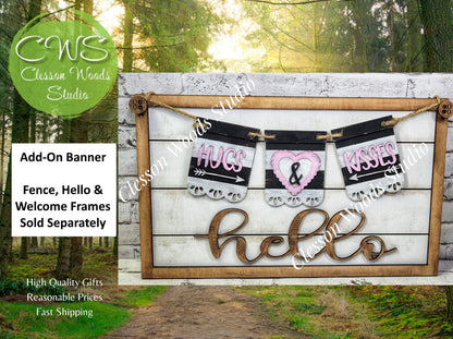 Hand-Painted Valentine Banner Set – Interchangeable Seasonal Sign Decor