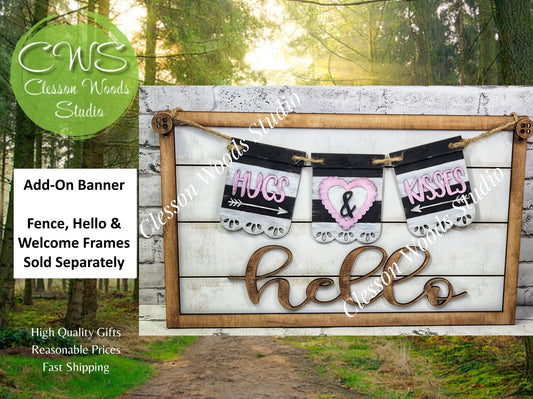 Hand-Painted Valentine Banner Set – Interchangeable Seasonal Sign Decor