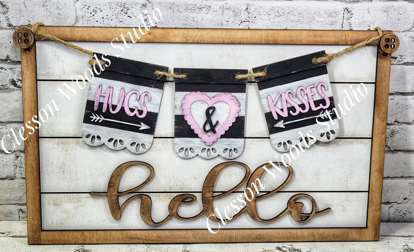 Hand-Painted Valentine Banner Set – Interchangeable Seasonal Sign Decor