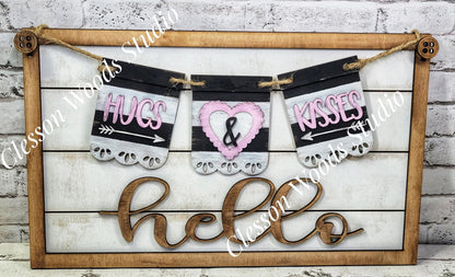 Hand-Painted Valentine Banner Set – Interchangeable Seasonal Sign Decor