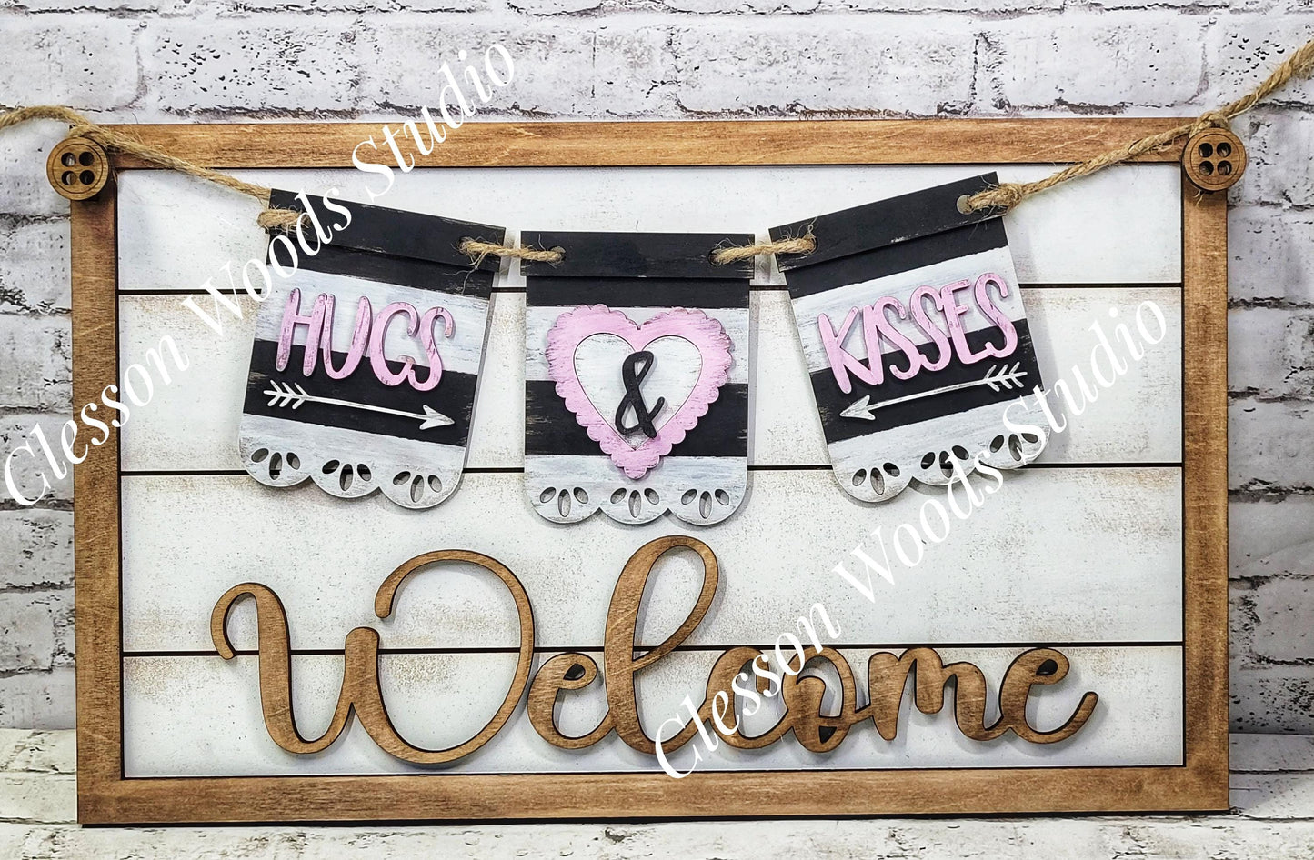 Hand-Painted Valentine Banner Set – Interchangeable Seasonal Sign Decor