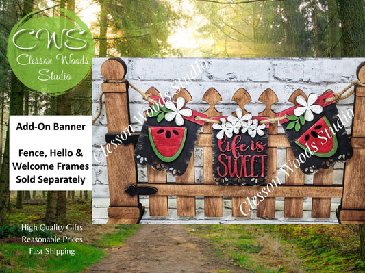 Hand-Painted Seasonal Banner Set – Interchangeable Wooden Sign Decor