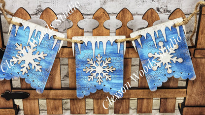 Winter Snowflakes - Seasonal Interchangeable Banner Set for Fence & Framed Welcome and Hello Signs