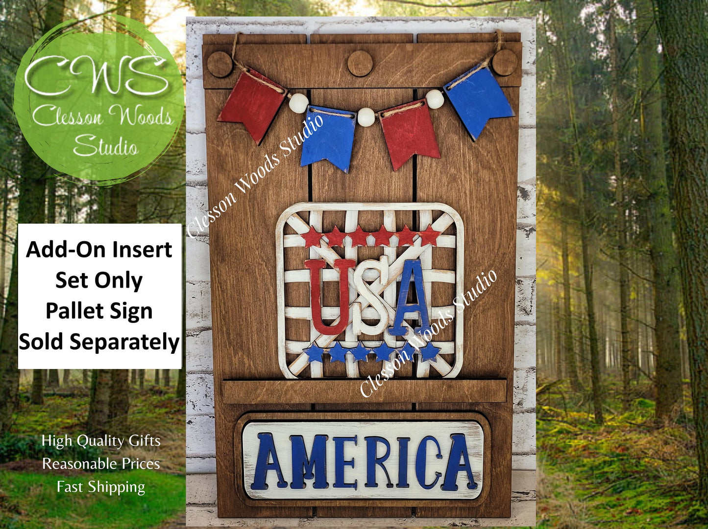 USA Tobacco Basket 3 Piece Set for Pallet Sign