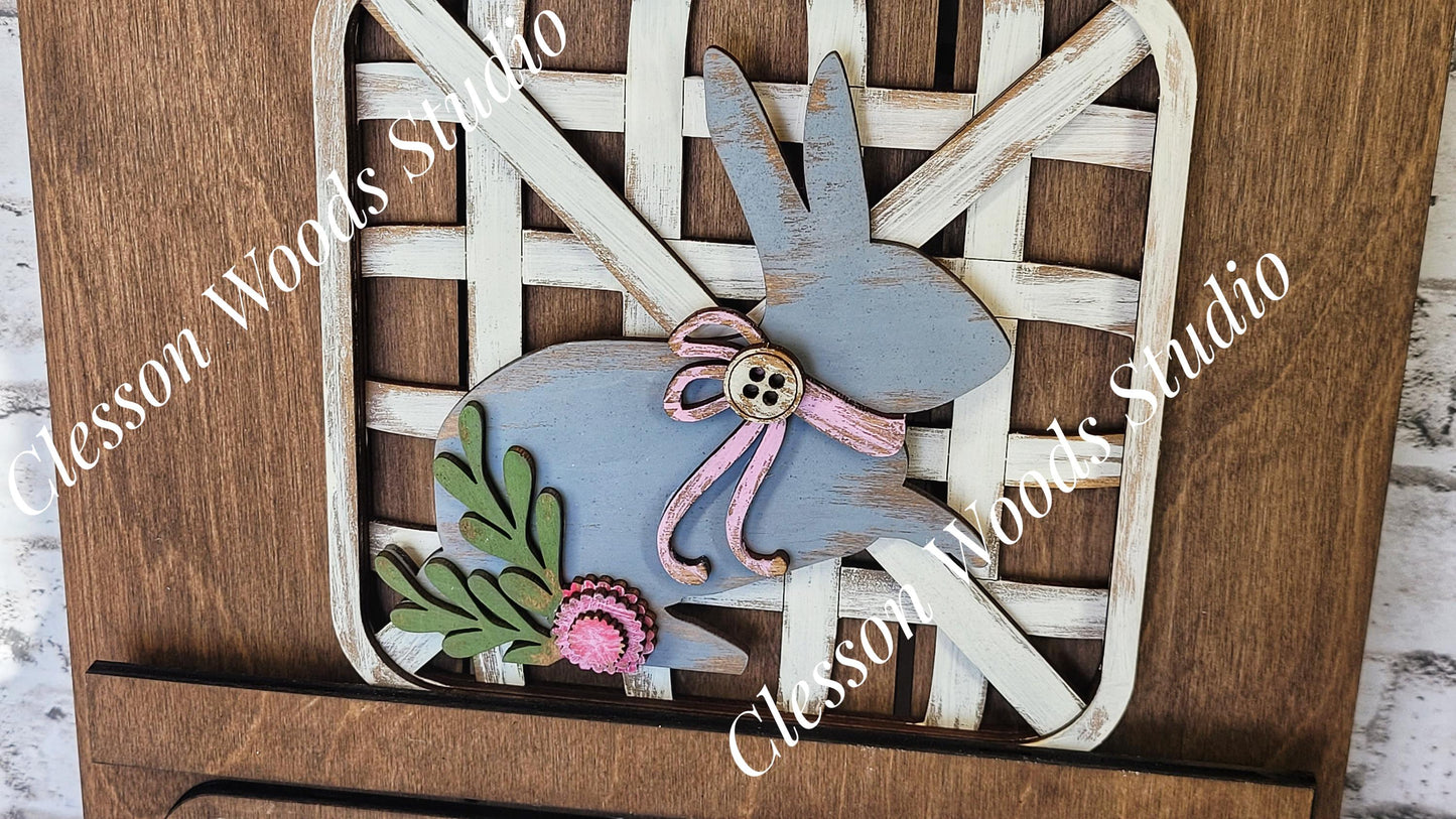 Hello Spring Bunny Tobacco Basket 3 Piece Set for Pallet Sign