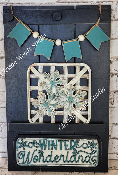Winter Wonderland Snowflake Tobacco Basket 3 Piece Set for Pallet Sign