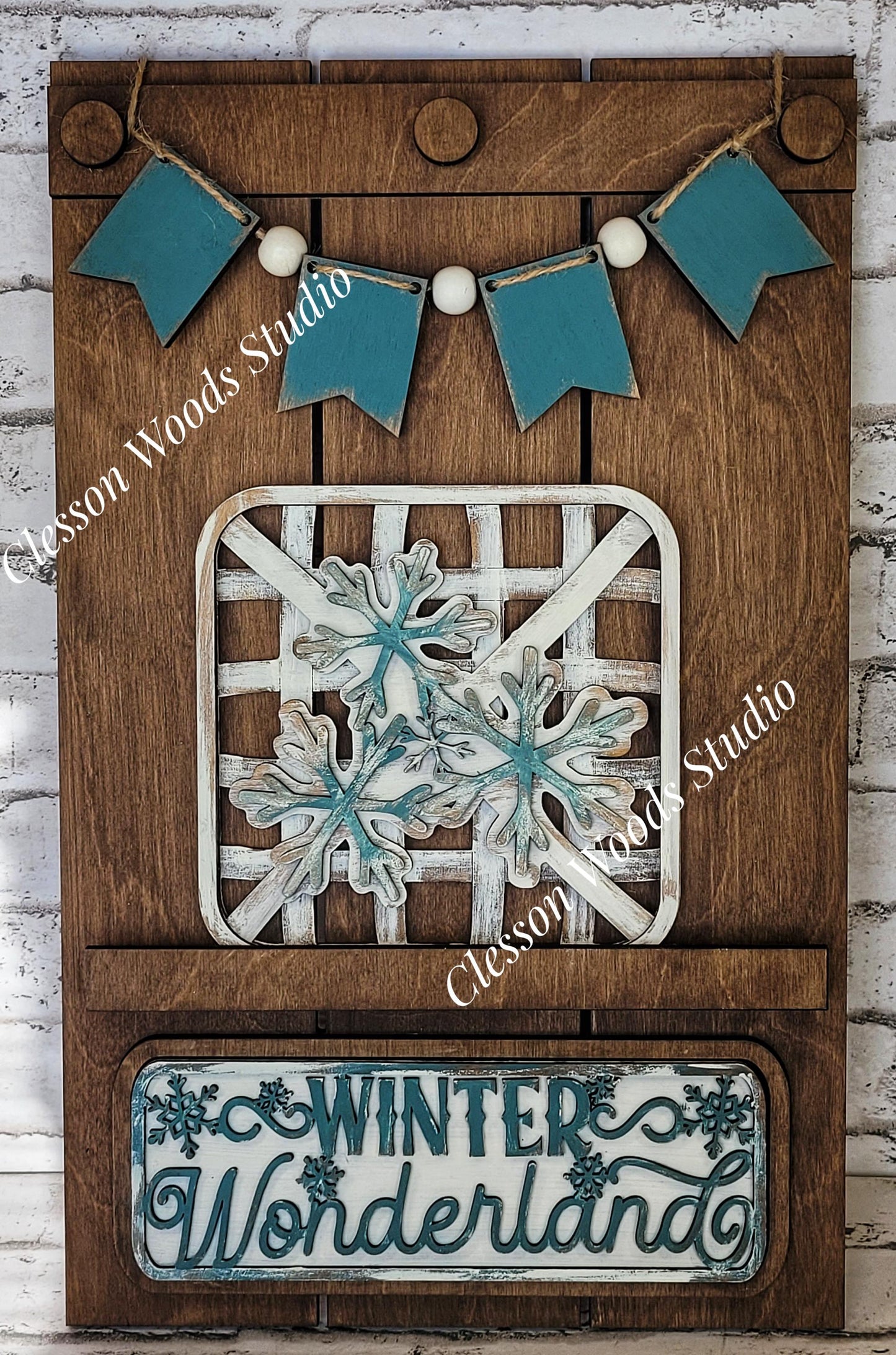 Winter Wonderland Snowflake Tobacco Basket 3 Piece Set for Pallet Sign