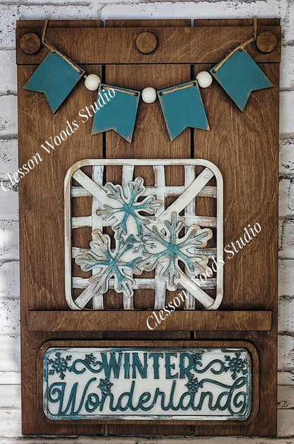 Winter Wonderland Snowflake Tobacco Basket 3 Piece Set for Pallet Sign