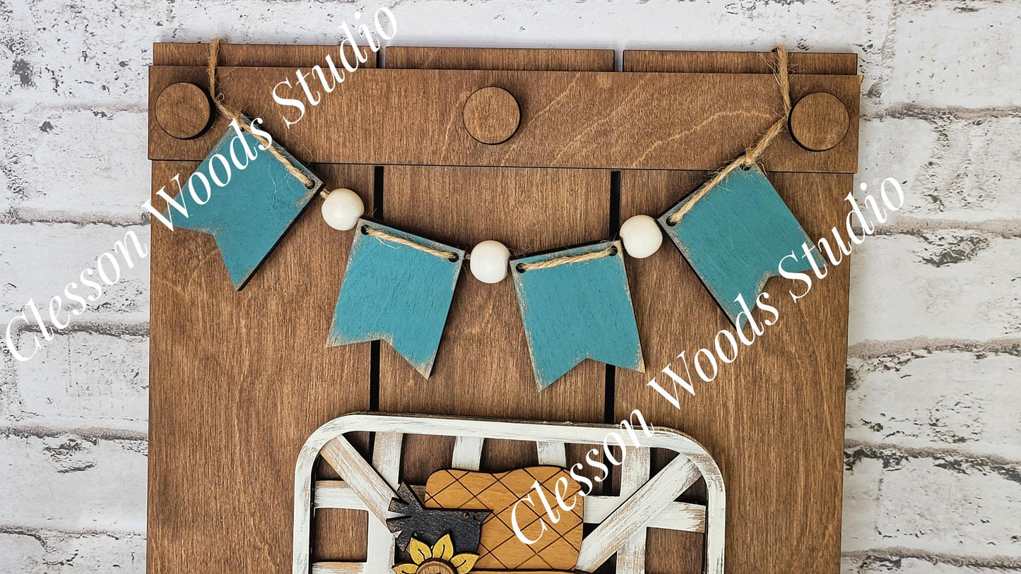 Harvest Scarecrow Tobacco Basket 3 Piece Set for Pallet Sign