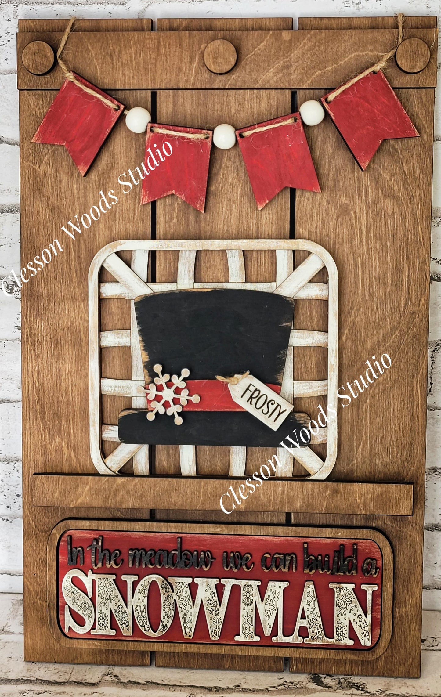 Snowman Hat Tobacco Basket 3 Piece Set for Pallet Sign