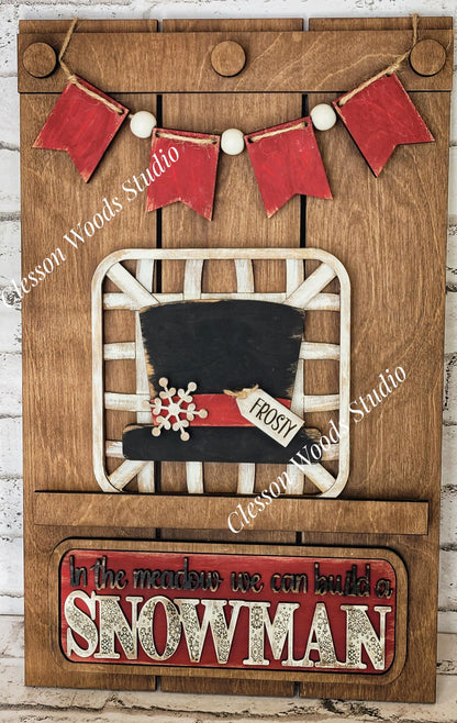 Snowman Hat Tobacco Basket 3 Piece Set for Pallet Sign