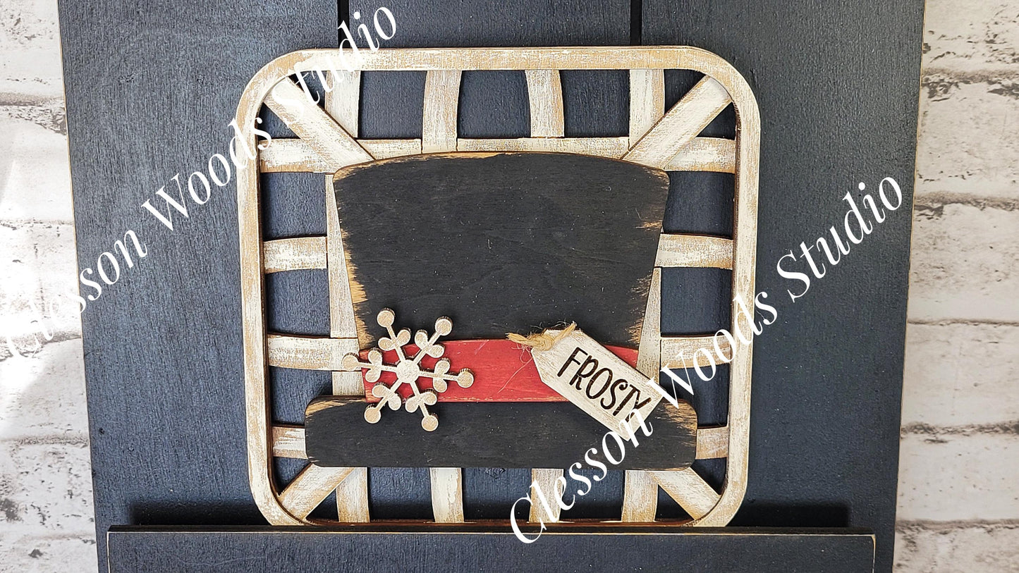Snowman Hat Tobacco Basket 3 Piece Set for Pallet Sign