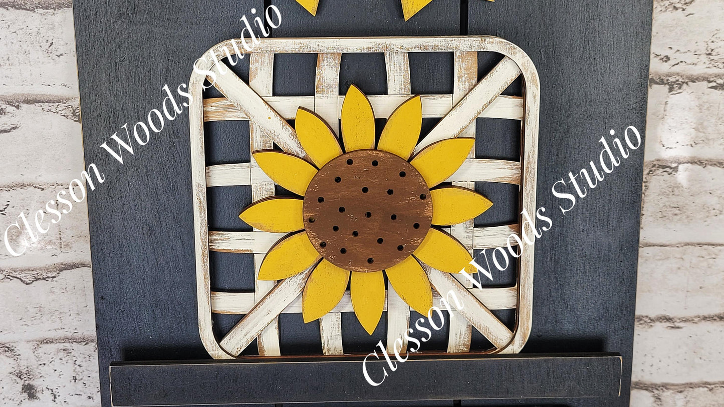 Sunflower Tobacco Basket 3 Piece Set for Pallet Sign