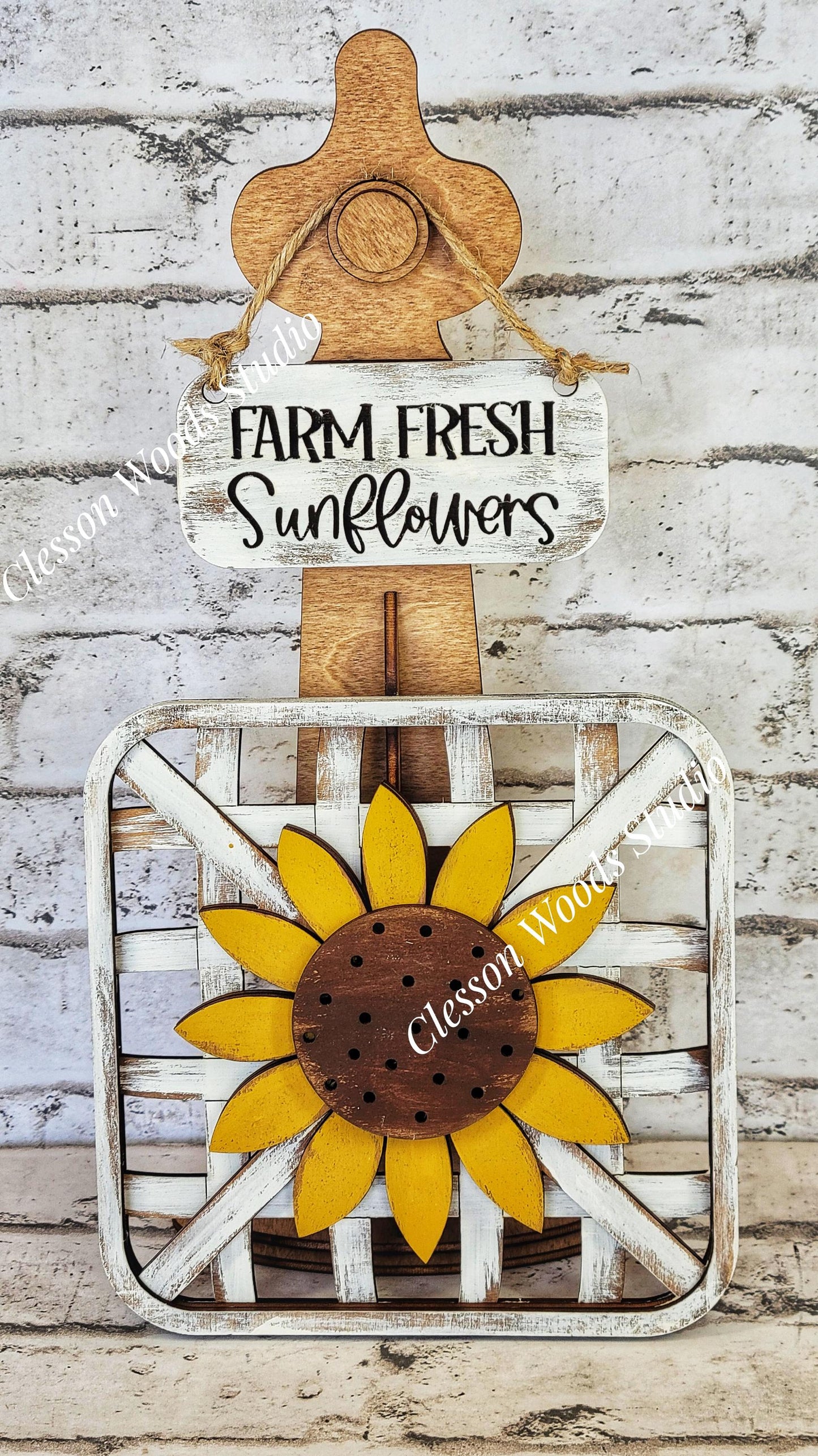 Sunflower Set Stained Stand Tobacco Basket Sign Post and Sign