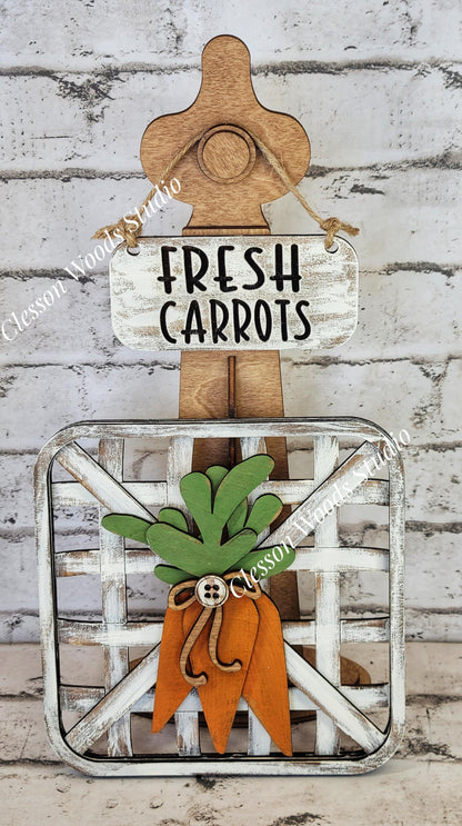 Carrot Patch Set Stained Stand Tobacco Basket Sign Post and Sign
