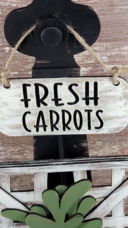 Carrot Patch Set Black Stand Tobacco Basket Sign Post and Sign