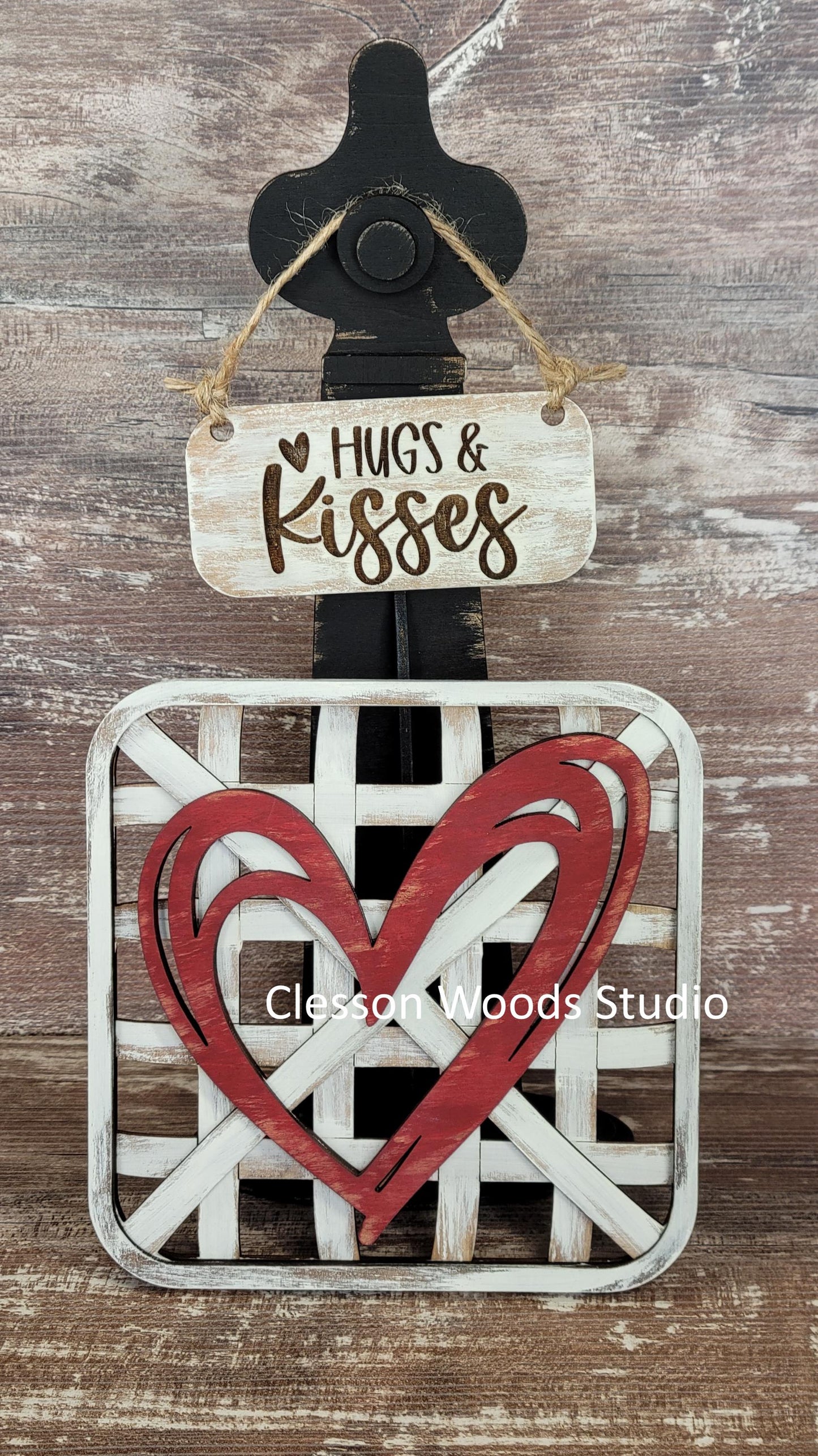 Valentine Heart Set Black Stand Tobacco Basket Sign Post and Sign